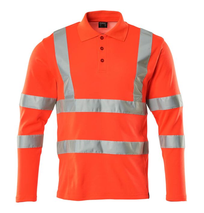 Polo-Shirt, Langarm SAFE CLASSIC hi-vis rot