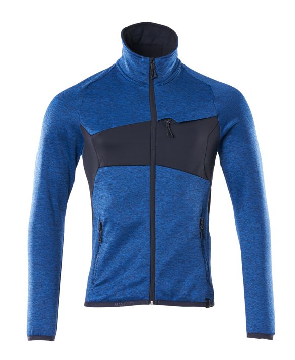 Fleecepullover mit Reißverschluss ACCELERATE azurblau/schwarzblau