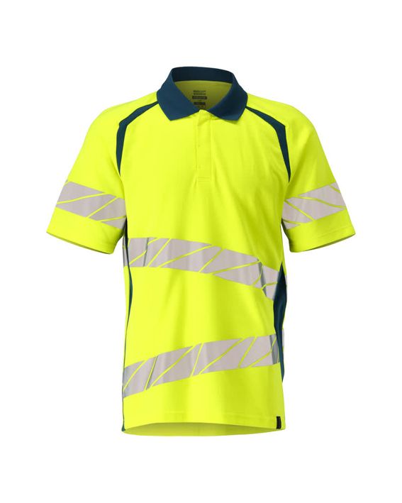 Polo-Shirt ACCELERATE SAFE hi-vis gelb/dunkelpetroleum