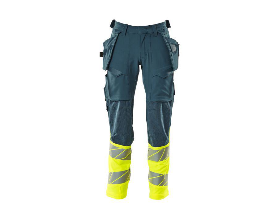 Hose mit Hängetaschen ACCELERATE SAFE dunkelpetroleum/hi-vis gelb