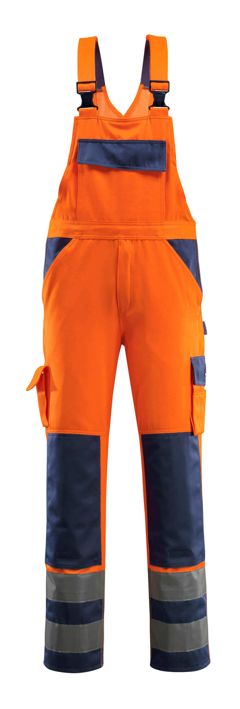 Latzhose mit Knietaschen SAFE COMPETE hi-vis orange/marine