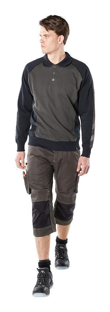 Polo-Sweatshirt UNIQUE kornblau/schwarzblau