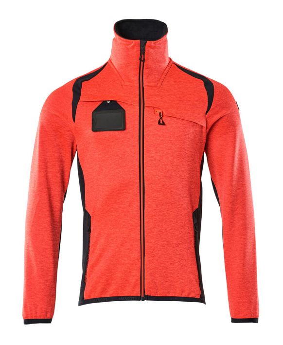 Fleecepullover mit Reißverschluss ACCELERATE SAFE Hi-vis rot/schwarzblau
