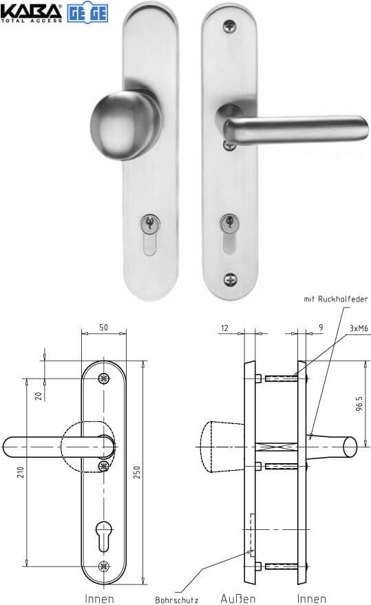 Schutz-Beschlag Bügelgriff/Drücker 