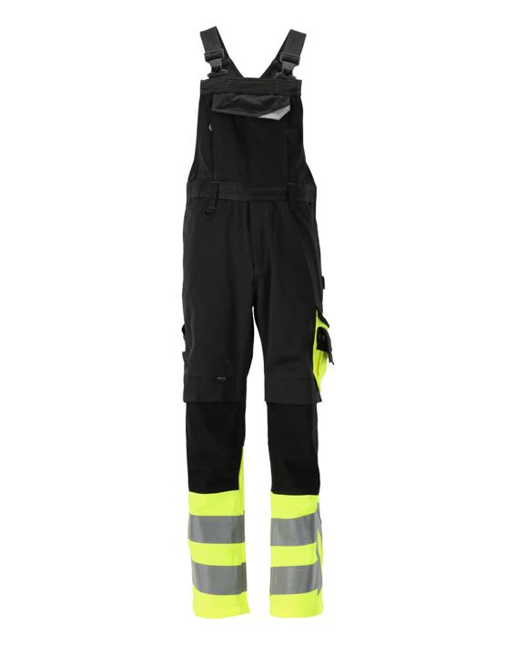 Latzhose mit Knietaschen SAFE SUPREME schwarz/hi-vis gelb
