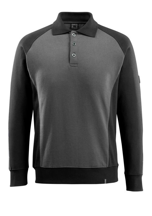 Polo-Sweatshirt UNIQUE dunkelanthrazit/schwarz