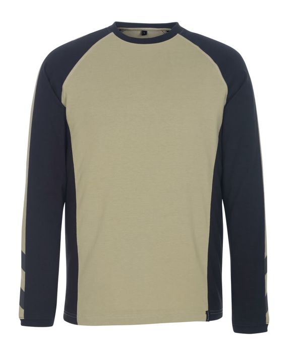 T-Shirt, Langarm UNIQUE hellkhaki/schwarz