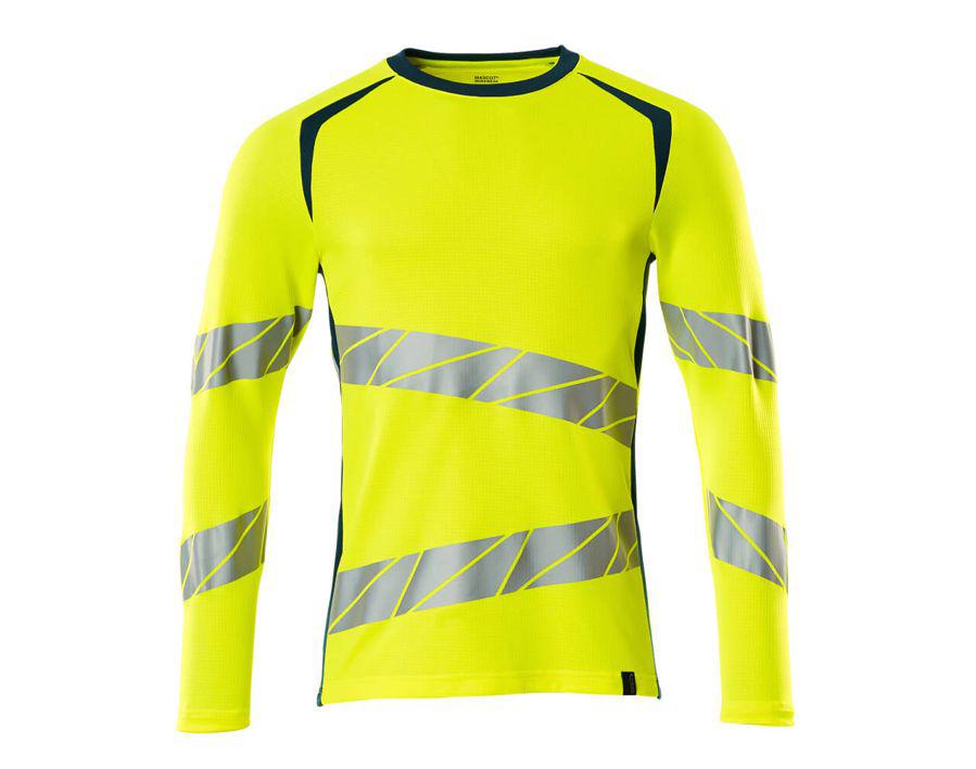 T-Shirt, Langarm ACCELERATE SAFE hi-vis gelb/dunkelpetroleum