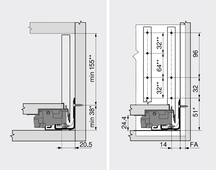 Legrabox - altezza C - bianco seta opaco 