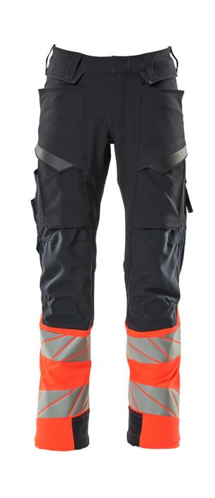 Hose mit Knietaschen ACCELERATE SAFE schwarzblau/hi-vis rot