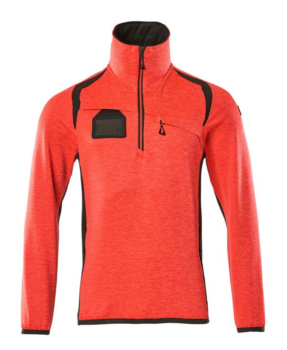 Fleecepullover mit kurzem Reißverschluss ACCELERATE SAFE hi-vis rot/dunkelanthrazit