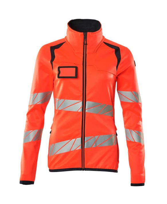 Fleecepullover mit Reißverschluss ACCELERATE SAFE Hi-vis rot/schwarzblau