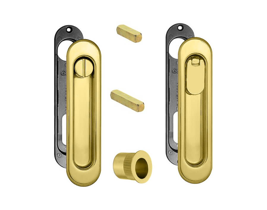 Scivola R oval Schiebetür-Set Schlitzknopf/Klappolive