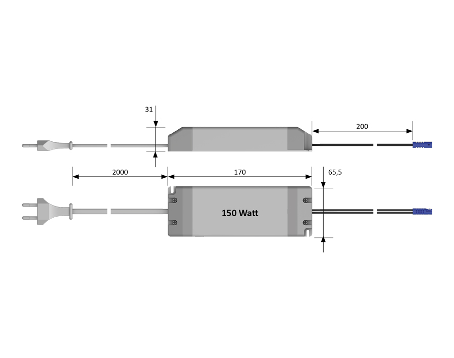 LED-Vorschlatgerät mit Euroflachstecker 150 W