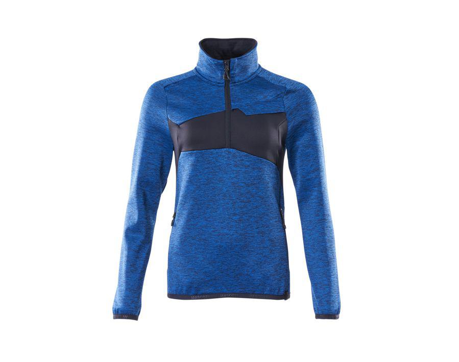Fleecepullover mit kurzem Reißverschluss ACCELERATE azurblau/schwarzblau