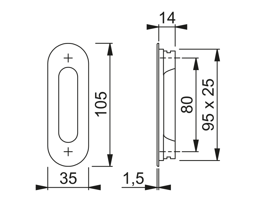Aluminium-Schiebetür-Muschel für Fenstertüren (Außenseite) 422-3