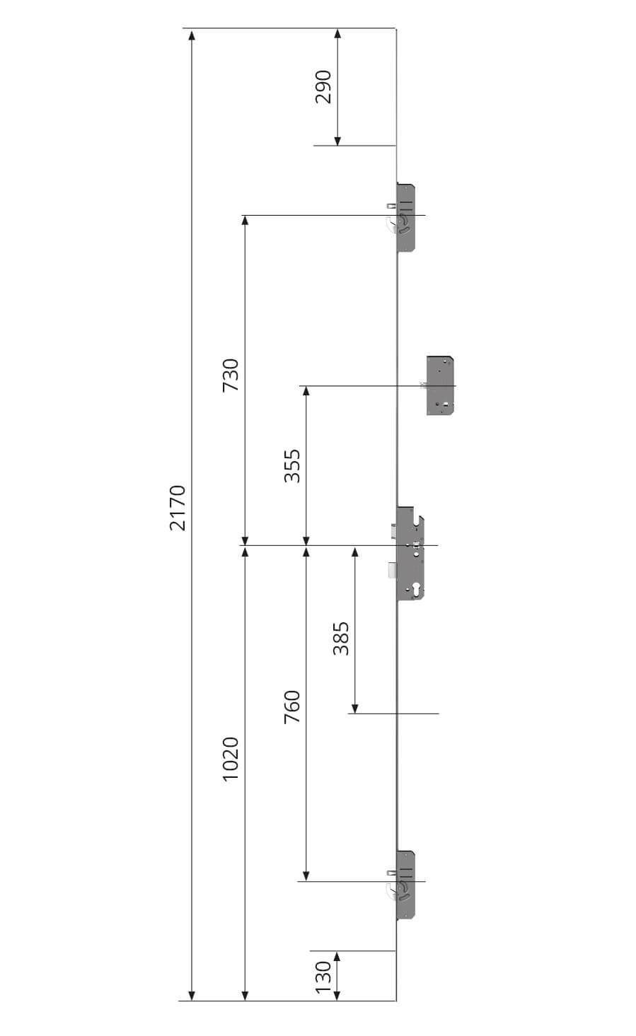 Mehrfachverriegelungsschloss BS 2600SLTOX 