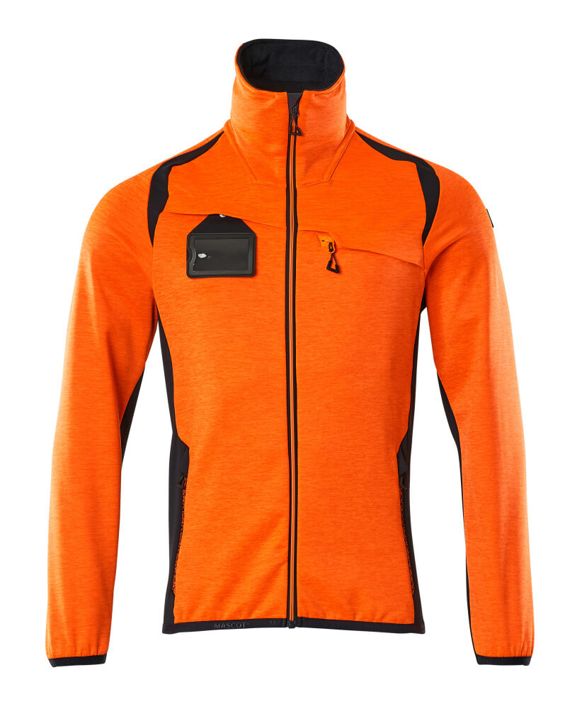 Fleecepullover mit Reißverschluss ACCELERATE SAFE hi-vis orange/schwarzblau