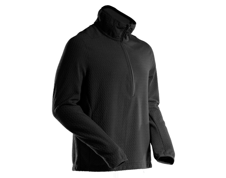 Microfleece Pullover mit kurzem Reißverschluss CUSTOMIZED schwarz
