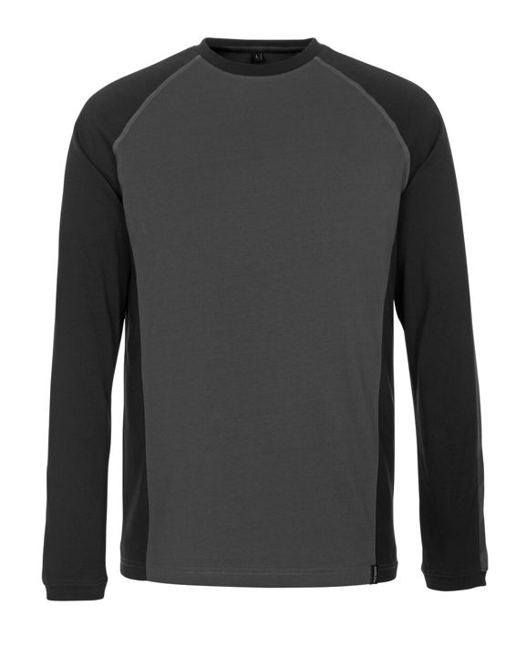T-Shirt, Langarm UNIQUE dunkelanthrazit/schwarz