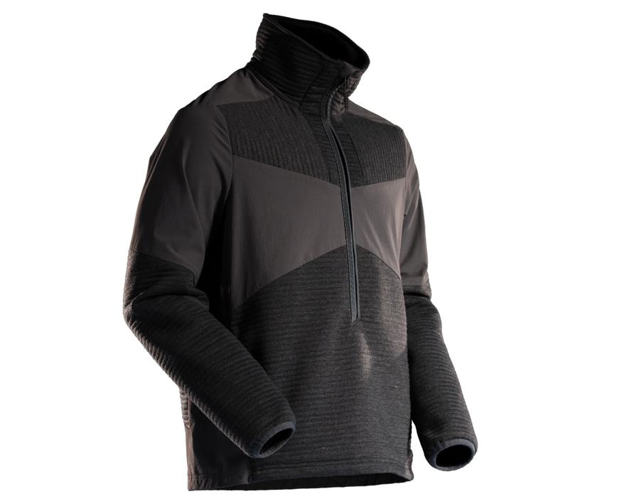 Fleecepullover mit kurzem Reißverschluss und Futter CUSTOMIZED schwarz