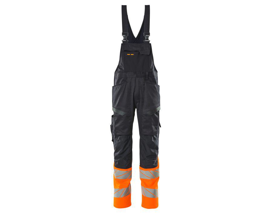 Latzhose mit Knietaschen ACCELERATE SAFE schwarzblau/hi-vis orange