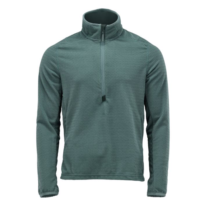 Microfleece Pullover mit kurzem Reißverschluss CUSTOMIZED helles Waldgrün