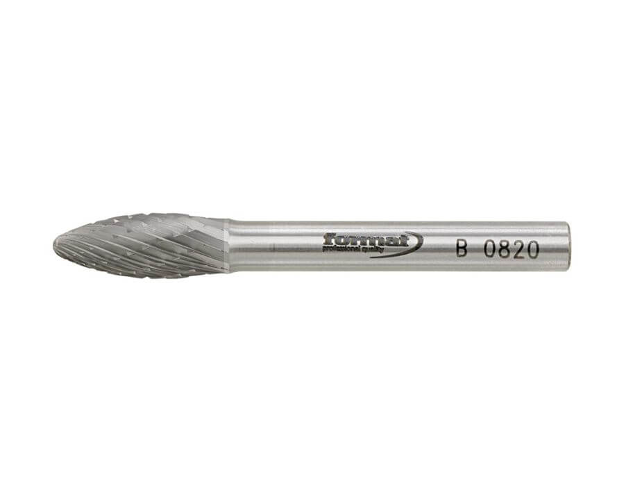 Hartmetallfrässtift (Rotorfräser) DIN 8033 – Schaft-Ø 6 mm, Flammenform B, Zahnung C