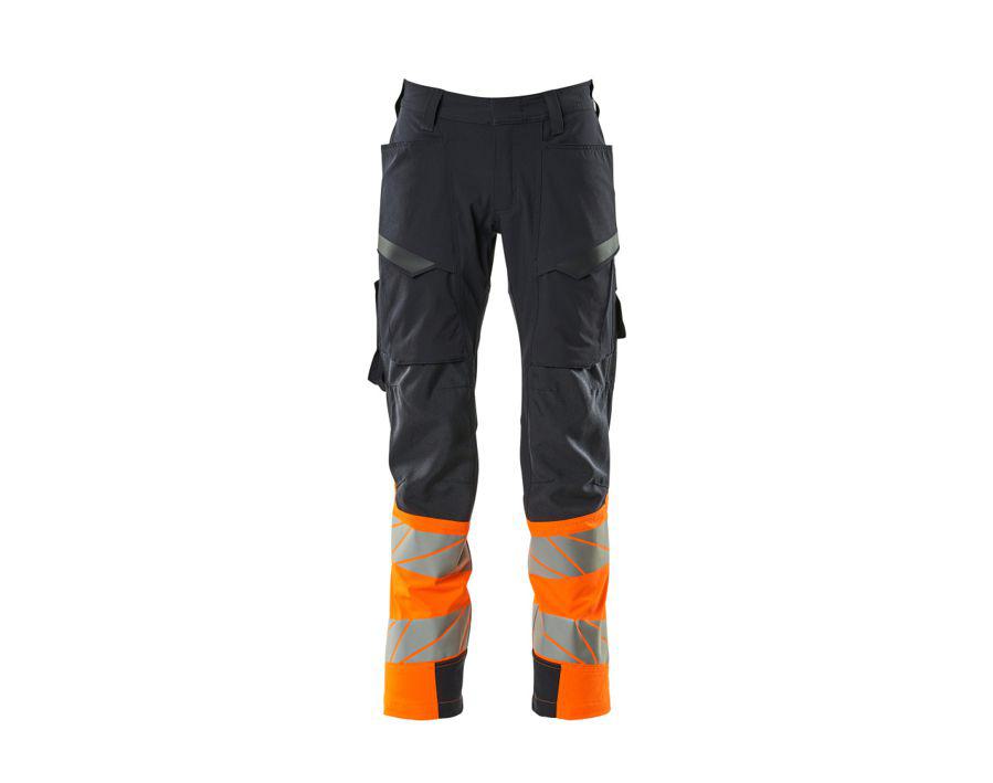 Hose mit Schenkeltaschen ACCELERATE SAFE schwarzblau/hi-vis orange