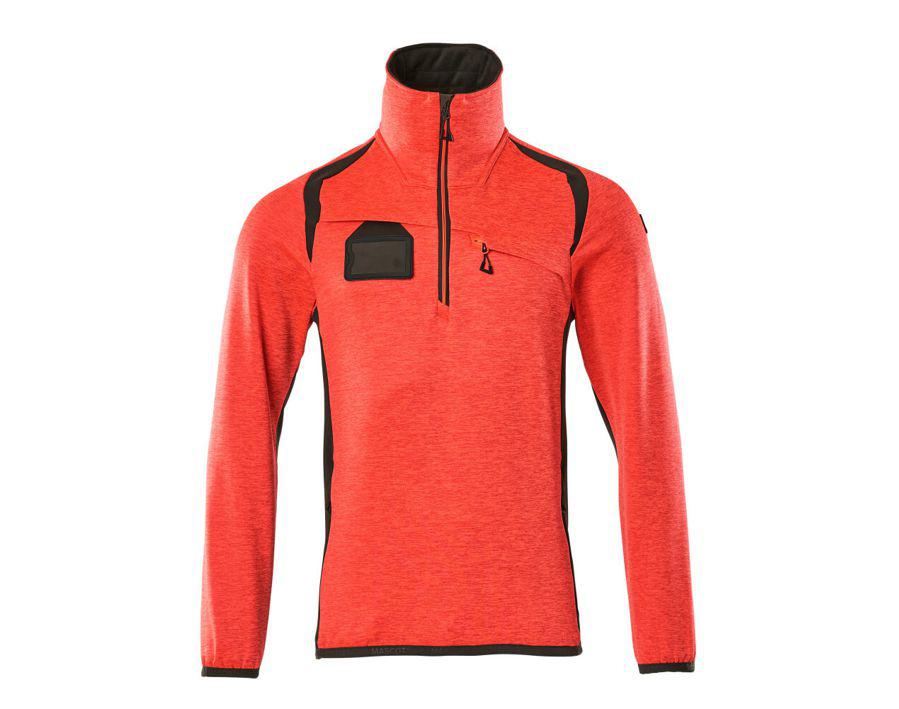 Fleecepullover mit kurzem Reißverschluss ACCELERATE SAFE hi-vis rot/dunkelanthrazit