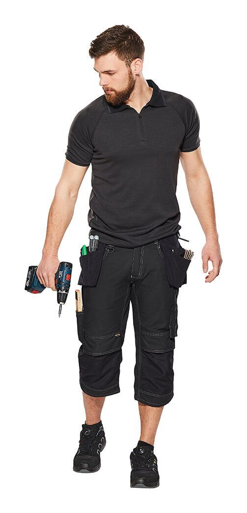 Dreiviertel-Hose mit Hängetaschen UNIQUE schwarz
