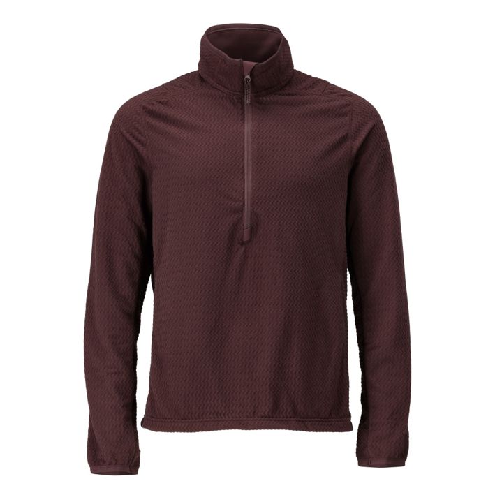 Microfleece Pullover mit kurzem Reißverschluss CUSTOMIZED bordeaux