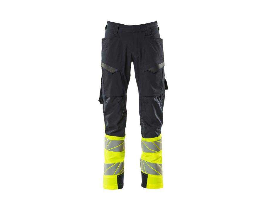 Hose mit Schenkeltaschen ACCELERATE SAFE schwarzblau/hi-vis gelb