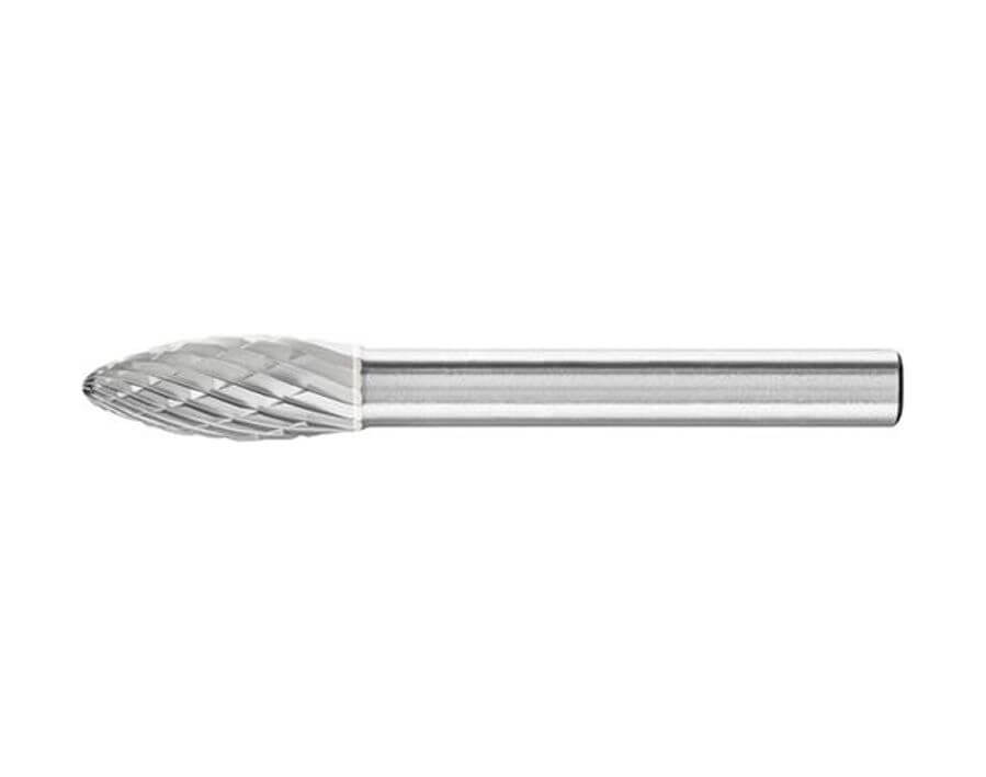 Hartmetallfrässtift (Rotorfräser) DIN 8033 – Schaft-Ø 6 mm, Flammenform B, Zahnung 3 PLUS