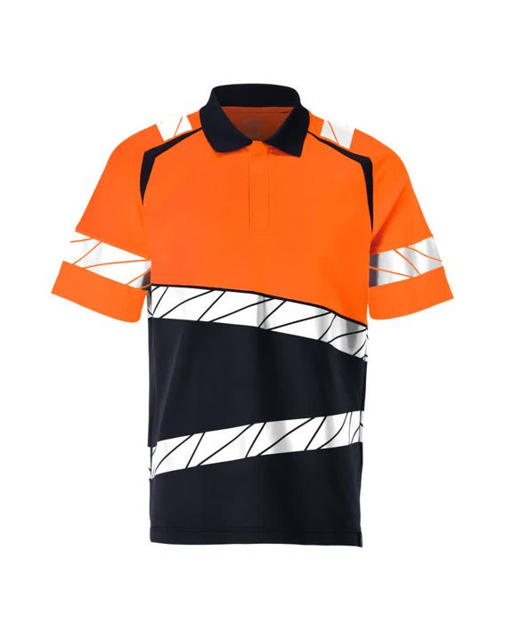 Polo-Shirt ACCELERATE SAFE schwarzblau/hi-vis orange