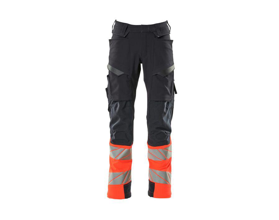 Hose mit Knietaschen ACCELERATE SAFE schwarzblau/hi-vis rot