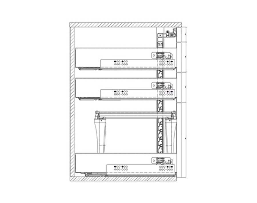 Konstruktionsbeispiel Schließsystem für doppelwandiges Schubkastensystem InnoTech Atira