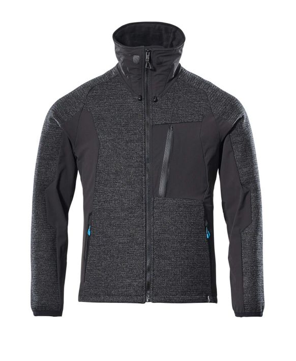 Strickjacke mit Reißverschluss ADVANCED Schwarz-meliert/Schwarz