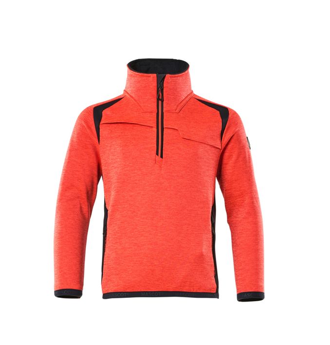 Fleecepullover für Kinder ACCELERATE SAFE Hi-vis rot/schwarzblau
