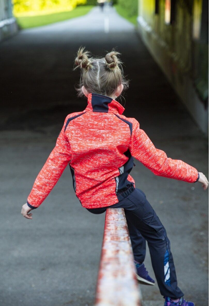 Soft Shell Jacke für Kinder ACCELERATE SAFE Hi-vis rot/schwarzblau
