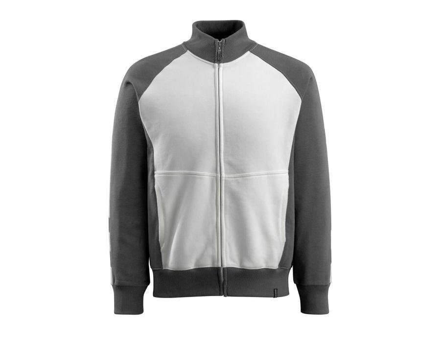 Sweatshirt mit Reißverschluss UNIQUE weiss/dunkelanthrazit