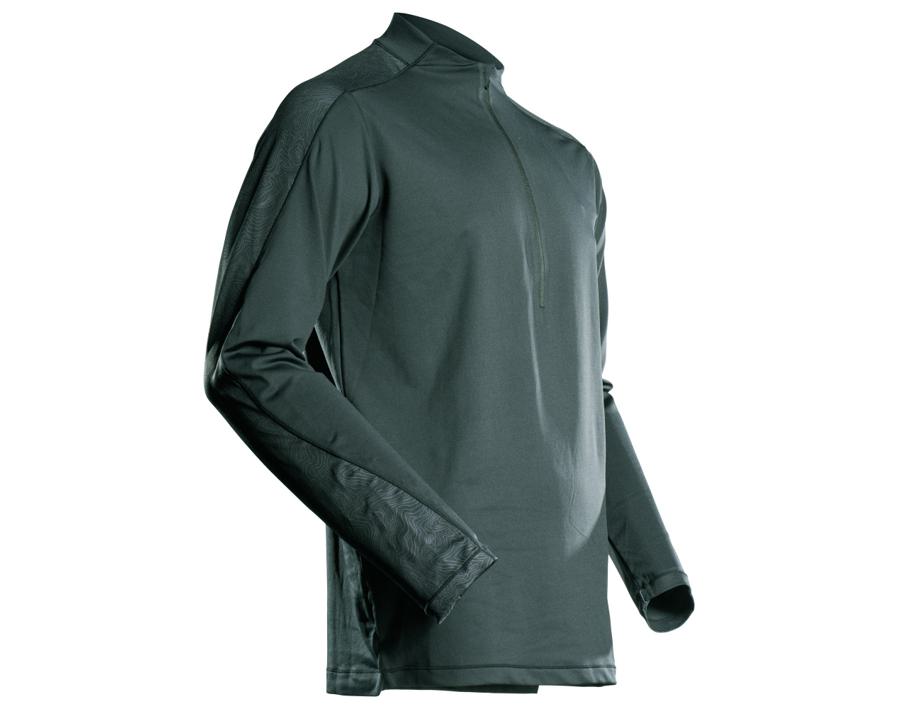 T-Shirt, Langarm, mit kurzem Reißverschluss CUSTOMIZED waldgrün