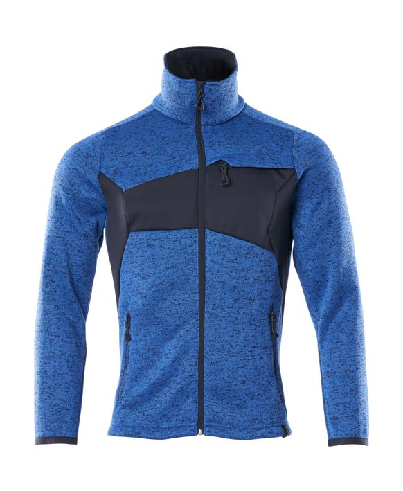 Strickpullover mit Reißverschluss ACCELERATE azurblau/schwarzblau