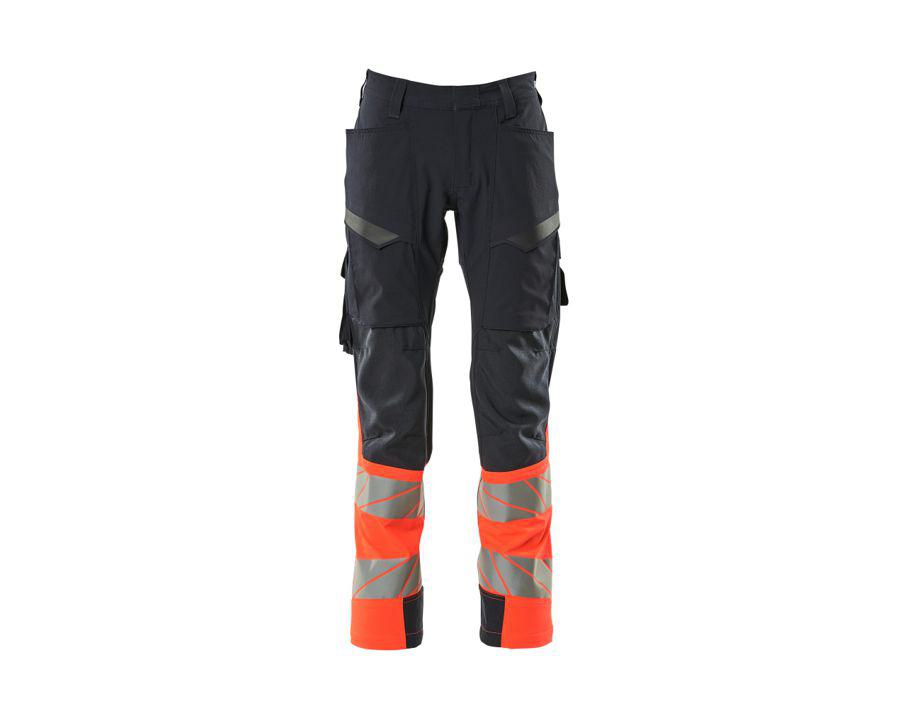Hose mit Schenkeltaschen ACCELERATE SAFE schwarzblau/hi-vis rot