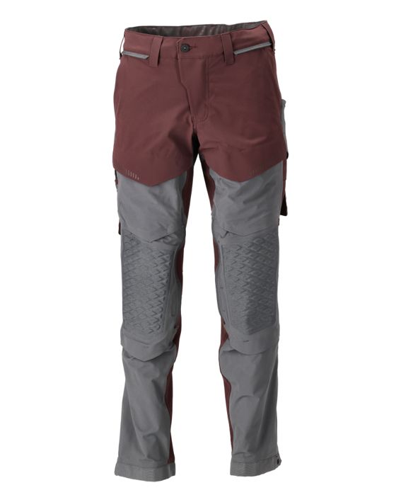 Hose mit Knietaschen CUSTOMIZED bordeaux/anthrazitgrau