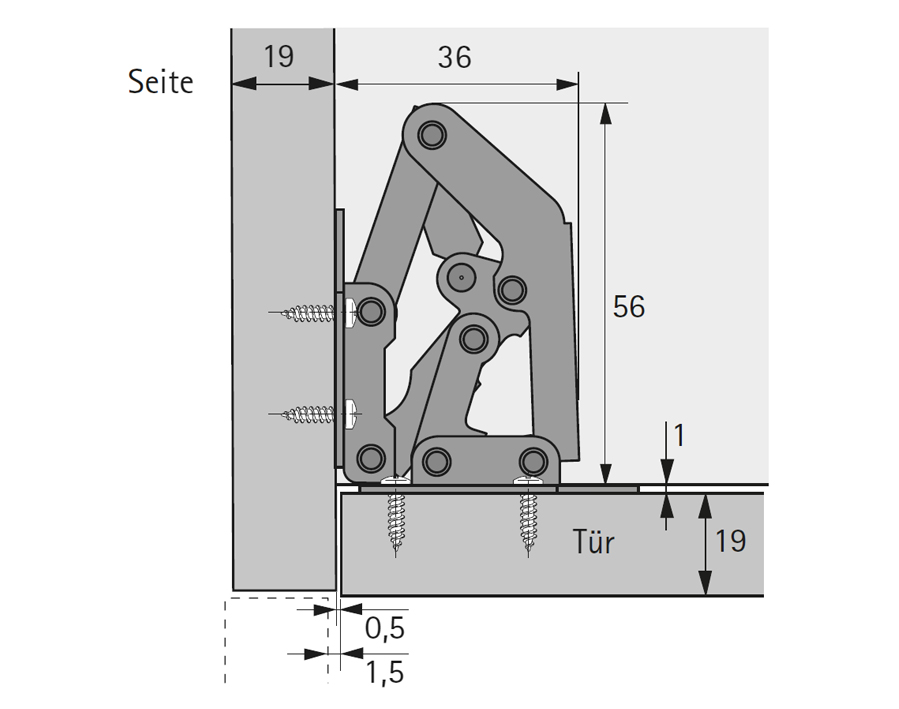 Hettich Aufschraubscharnier 90 Grad - 4 Stück Ohne Topfbohrung Für Küchen- & Kleiderschränke