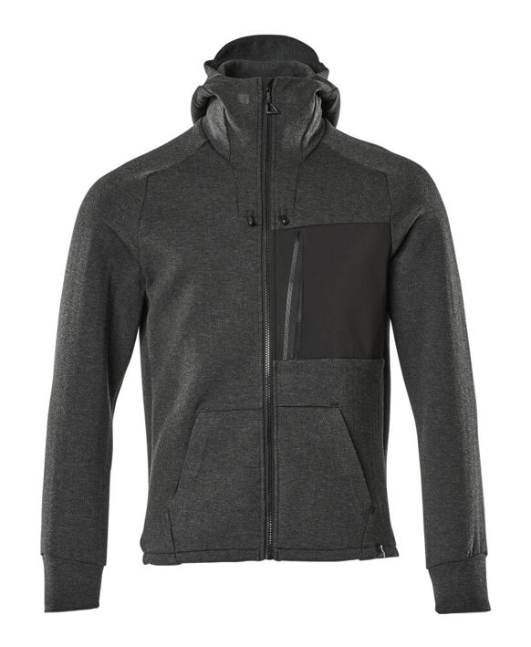 Kapuzensweatshirt mit Reißverschluss ADVANCED Schwarz-meliert/Schwarz