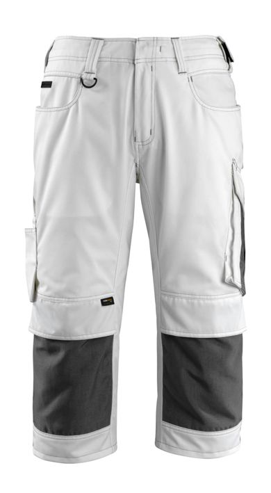 Dreiviertel-Hose mit Knietaschen UNIQUE weiss/dunkelanthrazit