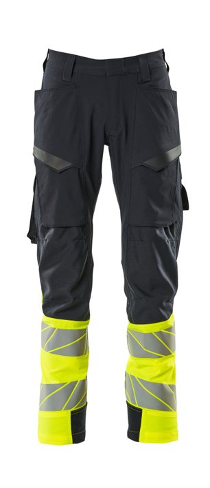 Hose mit Schenkeltaschen ACCELERATE SAFE schwarzblau/hi-vis gelb