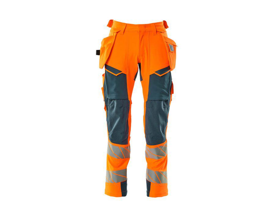 Hose mit Hängetaschen ACCELERATE SAFE hi-vis orange/dunkelpetroleum